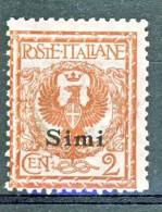 Simi, Isole Dell'Egeo 1912 SS 79 N. 1 C. 2 Rosso Bruno MNH - Aegean (Simi)