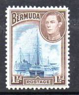 Bermuda GVI 1938 1½d Ships Deep Blue  & Brown Definitive, MNH - Bermuda