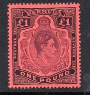 Bermuda GVI 1938 £1 Keyplate Definitive, Purple & Black, Perf. 14., Lightly Hinged Mint, (SG 121) - Bermuda