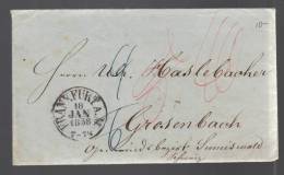Allemagne Empire 1858 De Francfort Marque Taxée Pour La Suisse - Precursores
