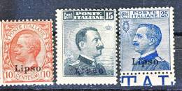 Lisso, Isole Dell'Egeo 1912 SS 60 N.  3, 4, 5 MNH-MNG - Egeo (Lipso)