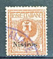 Nisiro, Isole Dell'Egeo 1912 SS 63 N. 1 C. 2 Rosso Bruno USATO - Ägäis (Nisiro)