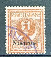 Nisiro, Isole Dell'Egeo 1912 SS 63 N. 1 C. 2 Rosso Bruno USATO - Aegean (Nisiro)