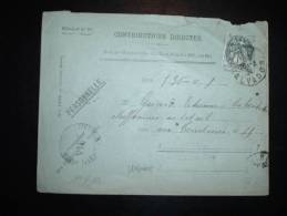 LETTRE CONTRIBUTIONS DIRECTES TP BLANC 1C OBL. 22-8-24 VIRE (14 CALVADOS) - 1900-29 Blanc