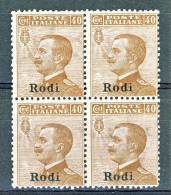 Rodi, Isole Dell'Egeo 1912 SS 72 N 6 C. 40 Bruno MNH Bella QUARTINA - Egeo (Rodi)