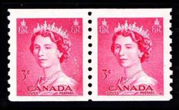 Canada (Scott No. 332 - Reine / Elizabeth / Queen) (*) Paire / Pair -  B / F - Coil Stamps