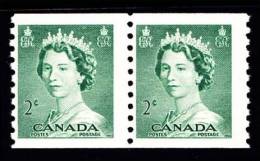 Canada (Scott No. 331 - Reine / Elizabeth / Queen) [*] Paire / Pair -  B / F - Coil Stamps