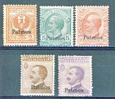 Patmos, Isole Dell'Egeo 1912 SS 66 N. 1 - 3, 6, 7 MNH - Egée (Patmo)