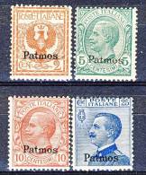 Patmos, Isole Dell'Egeo 1912 SS 66 N. 1, 2, 3, 5 MNH - Egée (Patmo)