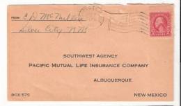 George Washington 2 Cent - Southwest Agency - Pacific Mutual Life Insurance Company - Postmarked Silver City NM, 1926 - Briefe U. Dokumente