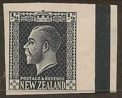 NZ 1915 Proof 1/2d Black KGV Wmk Gum UNHM YI14 - Plaatfouten En Curiosa