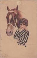 DONNA CON CAVALLO  SERIE N. 307-4  ILL NANNI VG 1919 AUTENTICA 100% - Nanni