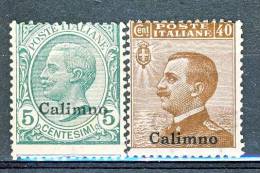 Calimno, Isole Egeo 1912  SS. 45 N. 2 C. 5 Verde + N. 6 C. 40 Bruno MNH Cat. € 15 - Ägäis (Calino)