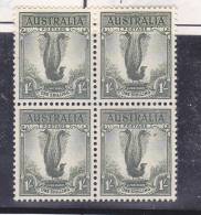 AUSTRALIE N° 228B 1S VERT GRIS OISEAU LYRE   BLOC DE 4 NEUF SANS CHARNIERE - Neufs