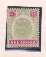 SELANGOR  N° 17 25C VERT ET ROUGE TYPE TIGRE NEUF AVEC CHARNIERE - Selangor