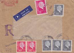 Turkey Airmail Ucal Ile Par Avion Label Registered Recommandé Einschreiben ISTANBUL 1976 Cover Lettera Atatürk Stamps - Luchtpost