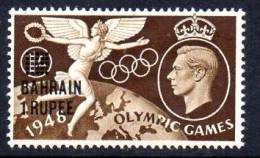 Bahrain, GVI 1948 Olympic Games 1R On 1/- Surcharge, Heavily Hinged Mint (A) - Bahrein (...-1965)