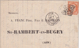 1875 - TYPE SIEGE - LETTRE De LYON Pour ST RAMBERT (AIN) - 1870 Asedio De Paris