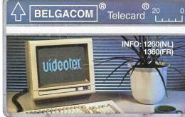 Télécarte BELGACOM Privée 20BEF VIDEOTEL Et TTB **** Série N°211C22927 RARE  Faible émission ! - Lotti E Collezioni