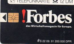 CARTE T 12 DM 09/91 FORBES - A + AD-Series : D. Telekom AG Advertisement