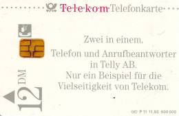 CARTE T 12 DM 11/92 ZWEI IN EINEM P11 - A + AD-Series : Werbekarten Der Dt. Telekom AG