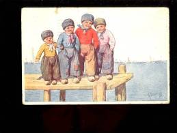 Karl FEIERTAG Illustration Enfants Hollandais Amsterdam Children Dutch Boys 1920 - Feiertag, Karl