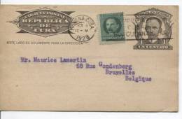 Entier CP 1 Centavo + TP Obl.Habana-Cuba Du 12.10.1928 V.Bruxelles AP420 - Storia Postale