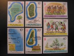 TUVALU Yvert 73/9 ** Unhinged Independence Overprinted Island Islands Map Maps Cartography Mapping Geography - Isole