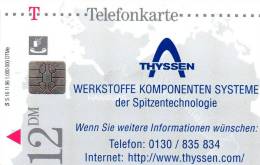 CARTE T 12 DM 11/96 THYSSEN - A + AD-Serie : Pubblicitarie Della Telecom Tedesca AG