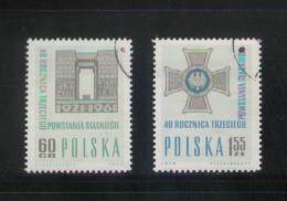 POLAND 1961 40TH ANNIV OF SILESIAN INSURRECTION SET OF 2 WW1 ARMY MILITARIA USED - 1. Weltkrieg