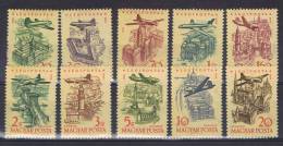 HG 23 - HONGRIE PA N° 213 à 222 Neufs** Série Avion Survolant Budapest - Unused Stamps