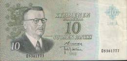 Finland 10 Marks In 1963  Circulated - Finlande