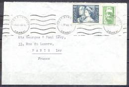 GRECE    Lettre   Cachet Le 15 IV 1960    Composee De 2 Timbres - Cartas & Documentos