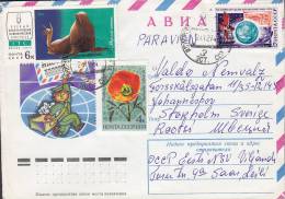 Soviet Union Airmail Par Avion 1974 Cover Brief To Sweden Seal Robben Stamp - Cartas & Documentos