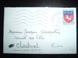 LETTRE MIGNONNETTE TP BLASON SAINT-LO 0,20F OBL.MEC. 28-12-1967 LE MANS PONTLIEUE (72 SARTHE) - 1941-66 Coat Of Arms And Heraldry