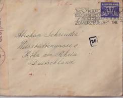 PAYS-BAS:-lettre Envoyée En ALLEMAGNE:1941 Avec Bande De CENSURE ALLEMANDE.Aigle Et Croix Gammée. - Lettres & Documents