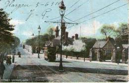 BOTANIC GARDENS GATE - GLASGOW - With Trams - Coloured Postcard - Dunbartonshire