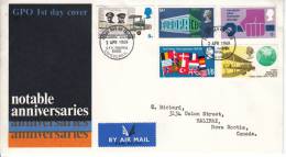 Great Britain FDC Scott #584-#588 Set Of 5 Notable Anniversary Philatelic Bureau, Edinburgh Cancel - 1952-1971 Pre-Decimal Issues