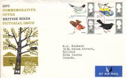 Great Britain FDC Scott #464a Block Of 4 Birds Philatelic Bureau,London Cancel - 1952-1971 Pre-Decimal Issues