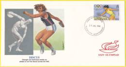 Montserrat 1988 - FDC Illustrée Jeux Olympiques D'été à Séoul (Corée Du Sud) - Lancer Du Disque - Montserrat