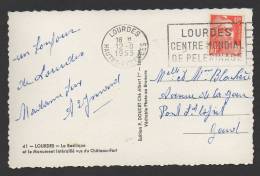 DF / FRANCE SUR CARTE POSTALE / TP 885 TYPE MARIANNE DE GANDON / OBL ET FLAMME LOURDES 12 -8 1953 - 1945-54 Marianne Of Gandon