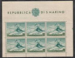 Repubblica Di San Marino - 1953 Foglietto "Sciatrice" Sass. N. 15 ** MNH/VF - Blocs-feuillets