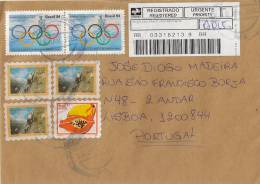 Brazil Registered Cover To Portugal With Olympics Stamps - Lettres & Documents
