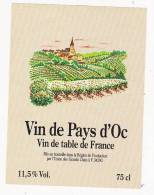 étiquette Vin De PAYS D OC Union Des Grands Chais Hérault - Vin De Pays D'Oc