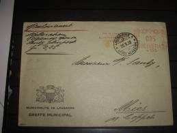 Suisse   Lettre 1938 -35 Cts Greffe Municipal -lausanne-pour- Mies -vaud - Affrancature Meccaniche