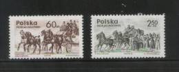 POLAND 1965 STAMP DAY SET OF 2 NHM  Horses Carriages Stagecoaches Art Paintings Stamp Postal Services - Stage-Coaches