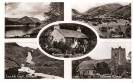 Angleterre-Grasmere (Cumberland)- Wordsworth Cottage, Church,Sour Milk Ghyll, Helm Crag.... Real Photograph - Grasmere