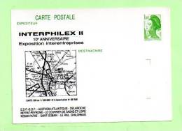 Entier - CARTE POSTALE   Yvert 2219 - LIBERTÉ 1,60  INTERPHILEX II -CHALON/ SAÔNE - Postales  Transplantadas (antes 1995)