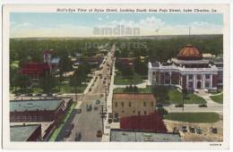 LAKE CHARLES LA~RYAN STREET~BIRD's EYE TOWN VIEW~c9140s LOUISIANA Postcard  [3894] - Other & Unclassified