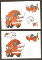 Portugal Félicitations Camion Postal Avion 2 Carte Maximum 1989 Portugal Congratulations Postal Truck Plane Maxicard - Maximumkarten (MC)